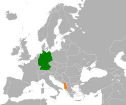 Map indicating locations of Germany and Albania