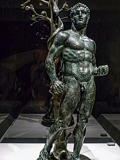 Hercules (Herakles) with the Apples of the Hesperides Roman 1st century CE from a temple at Byblos, Lebanon at the British Museum