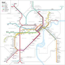 Kassel tramway network.