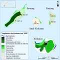 Biogeographical map (French) of the vegetation in the Krakatoa Archipelago in 1992