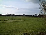 Motte-and-bailey castle and associated earthworks south of Locking Head Farm