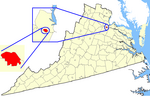 State map highlighting Fredericksburg