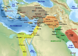 La situation au XIIIe siècle av. J.-C. après l'expansion des Assyriens.