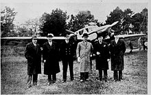 Photograph of the dignitaries at the opening of the Hall Caine Airport