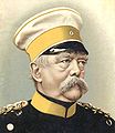 An unusual colored cabinet card of Otto von Bismarck, in about 1885-90.