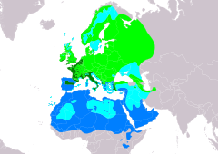 Distribución de Phylloscopus collybita