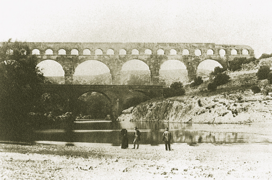 Pont du Gard, photographié en 1851 par Édouard Baldus dans le cadre de la Mission héliographique.