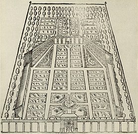 1675年のAtlanticaに描かれたルドベックの時代の庭園