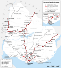 Map of Uruguayan railroads
