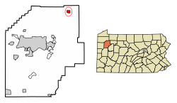 Location of Pleasantville in Venango County, Pennsylvania.