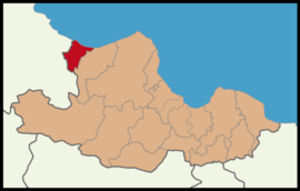 Map showing Yakakent District in Samsun Province