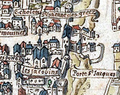 La porte Saint-Jacques sur le plan de la Tapisserie (1540).