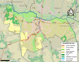 Carte en couleurs présentant l'occupation des sols.