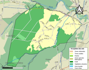 Carte en couleurs présentant l'occupation des sols.