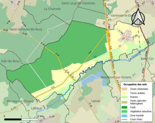 Carte en couleurs présentant l'occupation des sols.