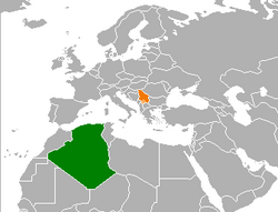 Map indicating locations of Algeria and Serbia