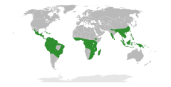 Distribuição natural da família Begoniaceae.