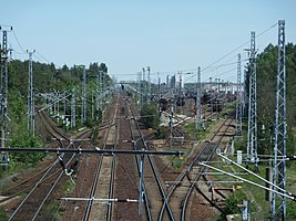 Blick von Süden auf den Bahnhof