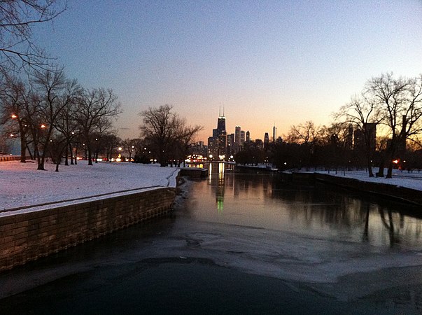 Chicago at Dusk in December