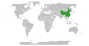 Location map for China and Tunisia.