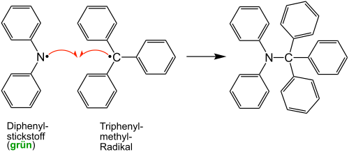 Reaktion des Diphenylstickstoff-Radikals mit dem Thiphenylmethan-Radikal