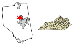 Location of Dry Ridge in Grant County, Kentucky.