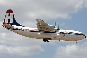 A Short Belfast cargo aircraft of HeavyLift Cargo Airlines lands at Perth Airport (2004)