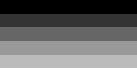 A flag with six horizontal stripes in a gradient of greys from black (top) to white (bottom)