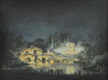 Illumination du Belvédère et du rocher du Petit Trianon en 1781 en l’honneur de l’empereur d’Autriche Joseph II, de Claude-Louis Châtelet.