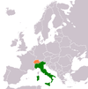 Location map for Italy and Switzerland.