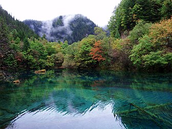 Le « lac multicolore » dans la vallée de Jiuzhaigou (Chine). (définition réelle 2 560 × 1 920*)