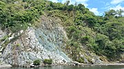 Diorite dike intruding epidote amphibole schist in Dalupirip, Itogon, Benguet, Philippines.