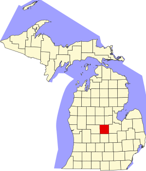 Map of Michigan highlighting Gratiot County