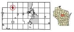 Location of Athens in Marathon County, Wisconsin.