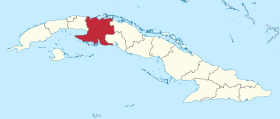 Karta Kube s istaknutom pokrajinom Matanzas