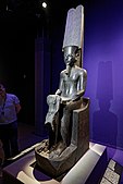 Statue of Amun; 1336-1327 BC; height: 220 cm (87 in), width: 44[clarification needed], length: 78 cm (31 in); Louvre