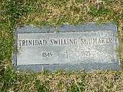 Grave of Trinidad Escalante Swilling Shumaker (1849–1925). Known as the "Mother of Phoenix". Swilling Shumaker was the wife of Jack Swilling, who is credited with being the founding father of Phoenix.