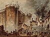 "The Storming of the Bastille", Visible in the center is the arrest of Bernard René Jourdan, marquis de Launay (1740-1789), Watercolor painting