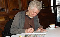 Signing work at the 10th comic convention Gouda, 2016