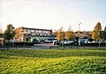 Ruscote arcade, Banbury, in 2010. The view is from the park near the Aldi store.