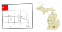 Location within Jackson County (red) and the administered village of Springport (pink)