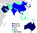 Map of countries' best result in AFC Asian Cup