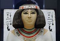 Statue of princess Nofret wearing a wig (c. 2613 to 2494 BC.)