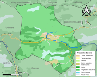 Carte en couleurs présentant l'occupation des sols.