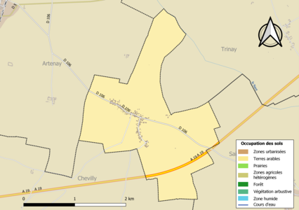 Carte des infrastructures et de l'occupation des sols de la commune en 2018 (CLC).