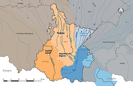 Les unités hydrographiques de référence des Hautes-Pyrénées.