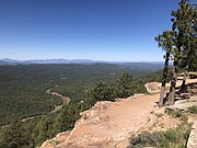 Arizona State Highway 260 winding its way through the Tonto Forest just below the Mogollon Rim.