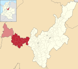 Location of Western Boyacá Province in Colombia