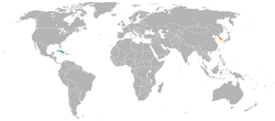 Map indicating locations of Cuba and South Korea