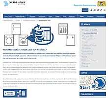 Ansicht Thementeil des Energie-Atlas Bayern, hier: Informationen zum Haushaltsgeräte-Check